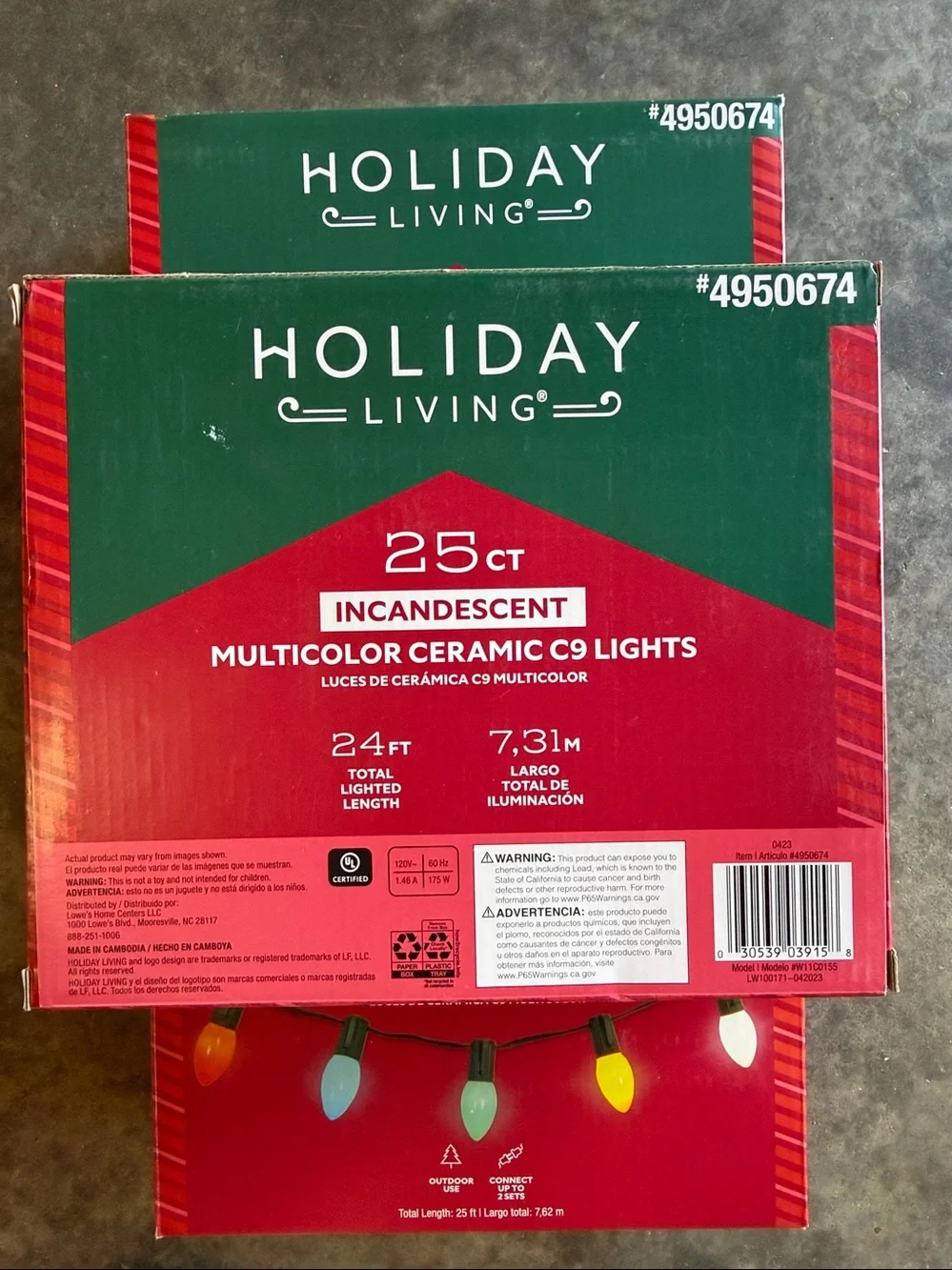 NWT 3 Boxes Multicolor Ceramic C9 Incandescent Holiday Lights - 25ct